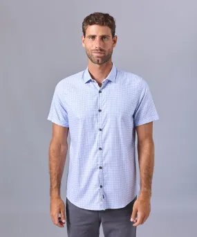 CAMISA MANGA CORTA PECHERA OJAL CLASSIC FIT CELESTE CUADROS OI24